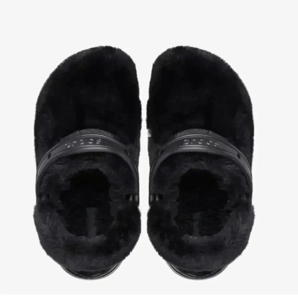 Crocs Womens Size 6 Mens 4 Black Fur Sure Mules Clogs Sherpa Lined Slippers NWT - Picture 1 of 8